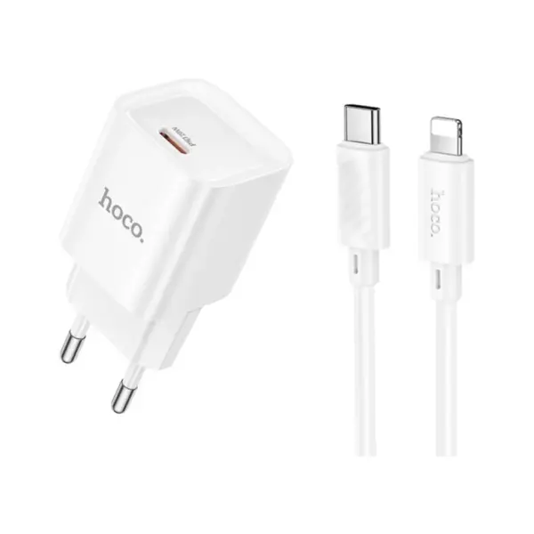 Зарядний пристрій HOCO C146A Charm USB-C PD20W + cable USB-C to Lightning White (6942007630252) Зарядний пристрій HOCO C146A Charm USB-C PD20W + cable USB-C to Lightning White (6942007630252)