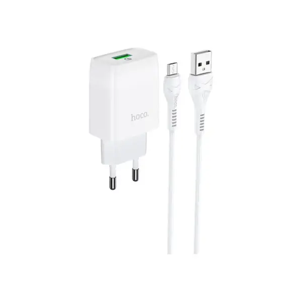 Зарядний пристрій HOCO C72Q Glorious USB QC3.0 + cable USB to Micro 5P 18W White (6931474732538)