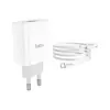 Зарядний пристрій HOCO C80A Rapido 1xUSB-C PD20W + 1xUSB QC3.0 + cable USB-C to USB-C White (6931474740533)