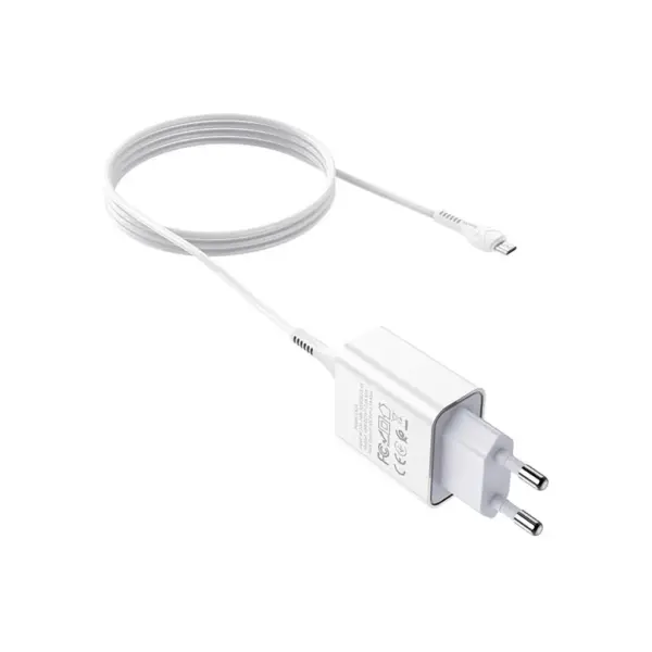 Зарядний пристрій HOCO C81A Asombroso USB + cable Micro 5P 10.5W White (6931474727954)