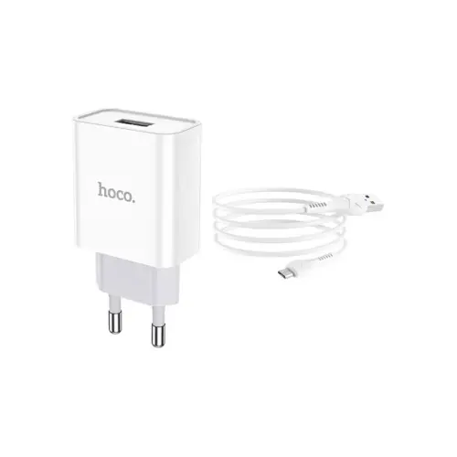 Зарядний пристрій HOCO C81A Asombroso USB + cable Micro 5P 10.5W White (6931474727954)