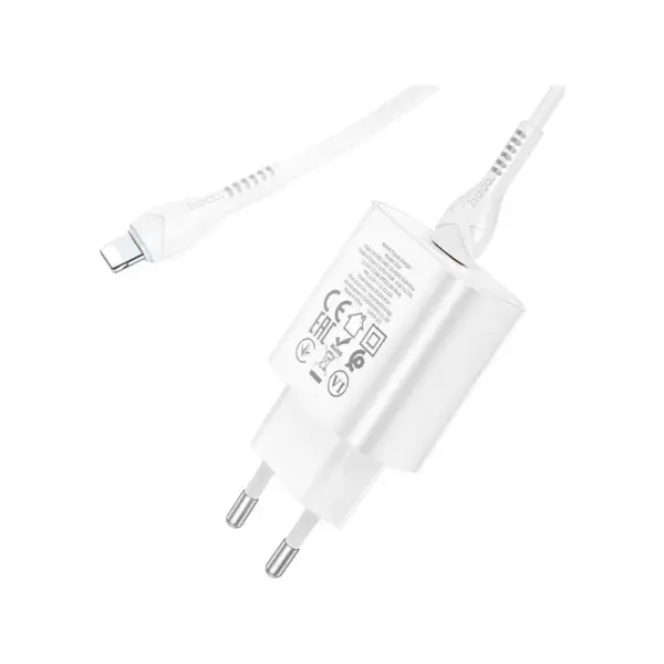 Зарядний пристрій HOCO N22 Jetta USB-C PD25W + cable USB-C to Lightning White (6931474760074)