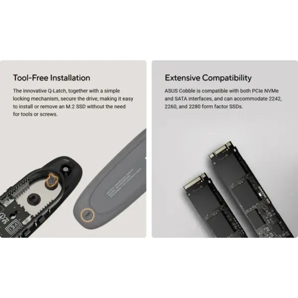 Кишеня зовнішня ASUS SSD PCIe NVMe M.2 2230/2242/2260/2280 USB Type-C 3.2 Gen 2x1 black (90DD02R0-M09000)