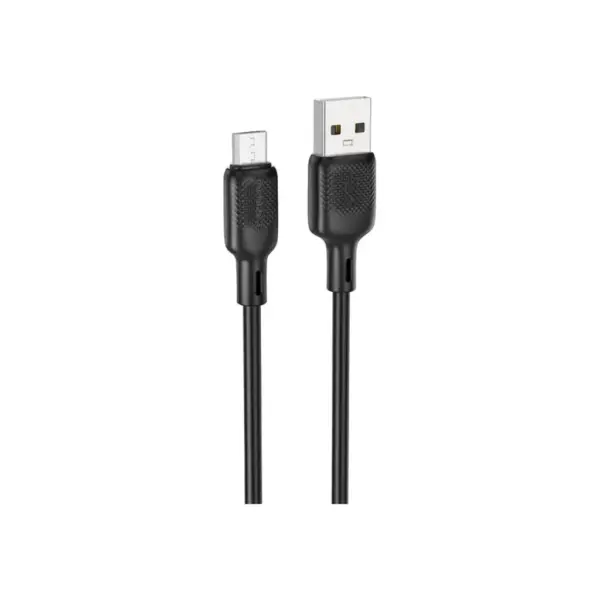 Дата кабель USB 2.0 AM to Micro 5P 3.0m Lenny silicone BX113 black BOROFONE (6941991115547)