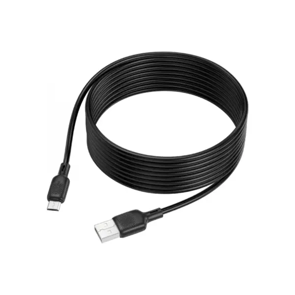 Дата кабель USB 2.0 AM to Micro 5P 3.0m Lenny silicone BX113 black BOROFONE (6941991115547)
