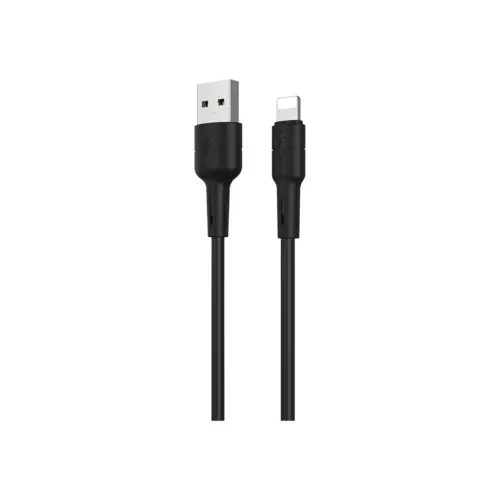 Дата кабель USB 2.0 AM to Lightning 1.0m 2.4A silicone BX30 black BOROFONE (6931474706867)