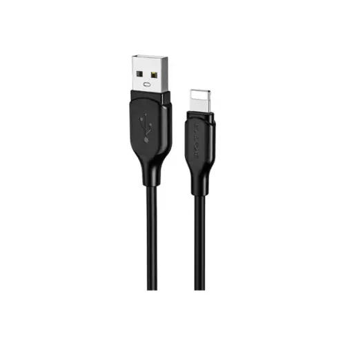 Дата кабель USB 2.0 AM to Lightning 1.0m 2.4A silicone BX42 black BOROFONE (6931474736727)