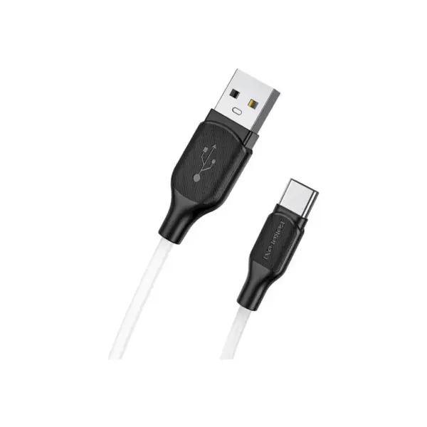 Дата кабель USB 2.0 AM to USB-C 1.0m 3A silicone BX42 white BOROFONE (6931474736772)