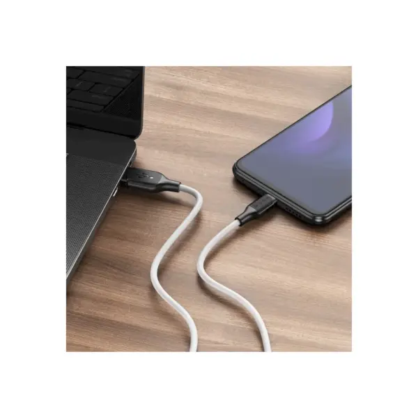 Дата кабель USB 2.0 AM to USB-C 1.0m 3A silicone BX42 white BOROFONE (6931474736772)