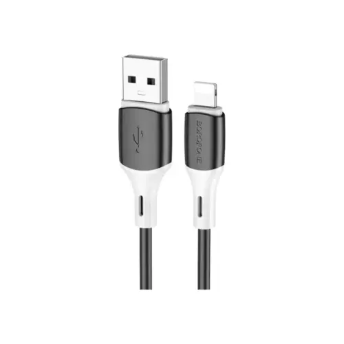Дата кабель USB 2.0 AM to Lightning 1.0m 2.4A silicone BX79 black BOROFONE (6974443384741)