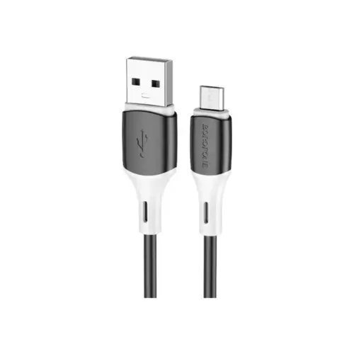 Дата кабель USB 2.0 AM to Micro 5P 1.0m 2.4A silicone BX79 black BOROFONE (6974443384765)