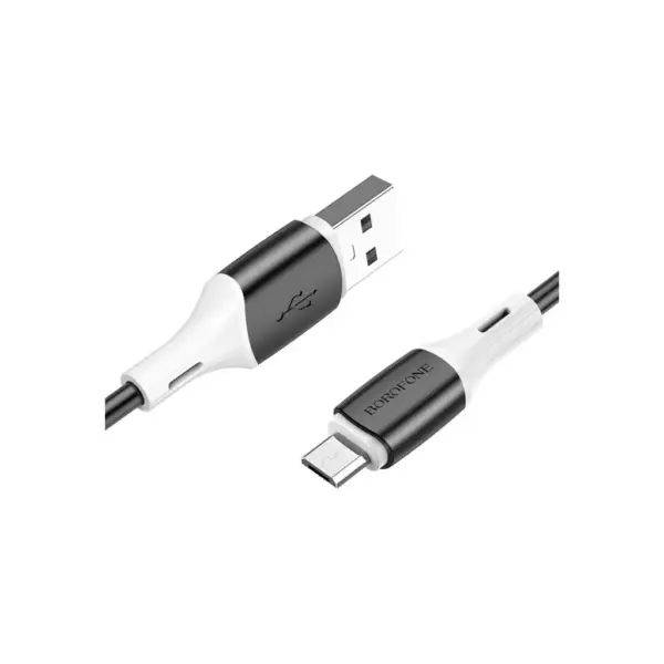 Дата кабель USB 2.0 AM to Micro 5P 1.0m 2.4A silicone BX79 white BOROFONE (6974443384772)