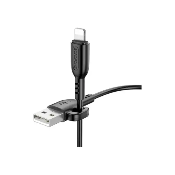 Дата кабель USB 2.0 AM to Lightning 1.0m 2.4A PVC BX91 black BOROFONE (6974443389883)