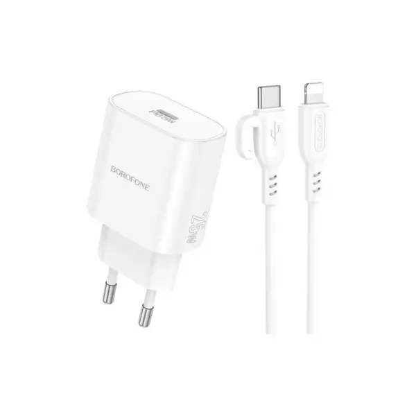 Зарядний пристрій BOROFONE BA82A Platinum USB-C PD25W + cable USB-C to Lightning White (6941991112263) Зарядний пристрій BOROFONE BA82A Platinum USB-C PD25W + cable USB-C to Lightning White (6941991112263)