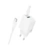 Зарядний пристрій BOROFONE BN27 Fuente 1xUSB-C PD20W + 1xUSB QC3.0 + cable USB-C to USB-C White (6941991120282)