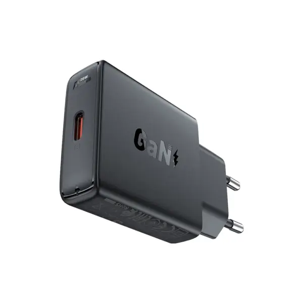 Зарядний пристрій Acefast A65 USB-C PD20W GaN ultra-thin Black (6974316282686)