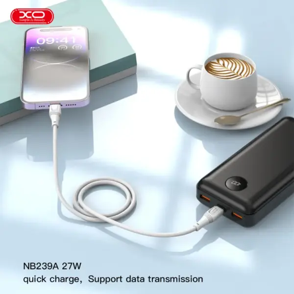 Дата кабель USB-C to Lightning 1.0m 27W High Elastic Zeus XO (NBQ239A_White)