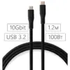 Дата кабель USB-C to USB-C 1.2m UBS3.2 Gen2 10G 100W Chip Silicon Black Vinga (VCPDCCC31012SB)
