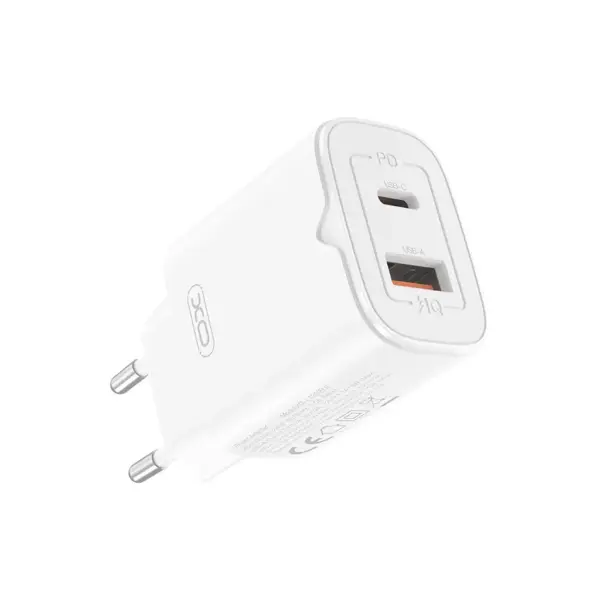 Зарядний пристрій XO L130 USB-C PD30W + USB-A QC3.0 White (L130.white)
