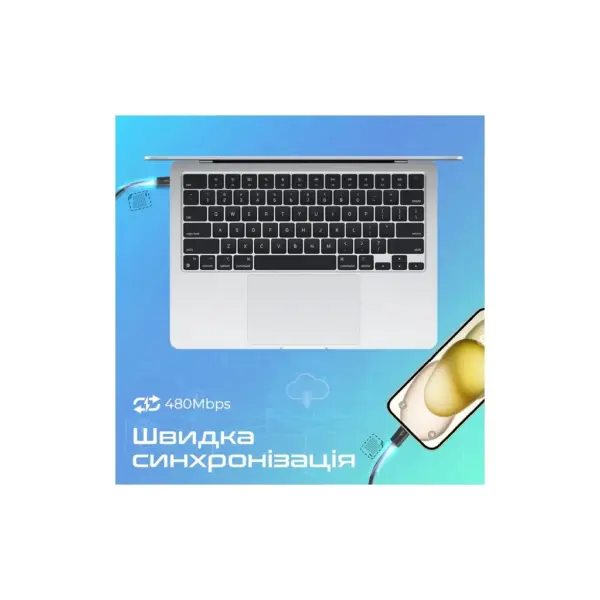 Дата кабель USB-C to USB-C 2.0m 60W PD EcoLine-CC200 black Promate (ecoline-cc200.black)
