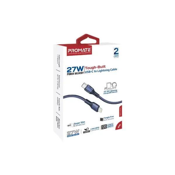 Дата кабель USB-C to Lightning 1.2m 27W PD FletchLink-CI blue Promate (fletchlink-ci.blue) Дата кабель USB-C to Lightning 1.2m 27W PD FletchLink-CI blue Promate (fletchlink-ci.blue)