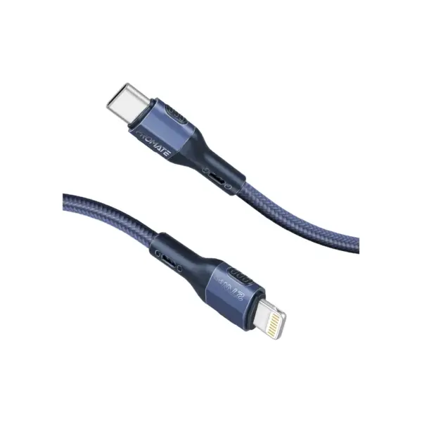 Дата кабель USB-C to Lightning 1.2m 27W PD FletchLink-CI blue Promate (fletchlink-ci.blue) Дата кабель USB-C to Lightning 1.2m 27W PD FletchLink-CI blue Promate (fletchlink-ci.blue)