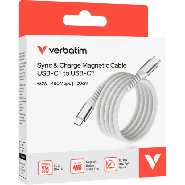 Дата кабель USB-C to USB-C 1.2m Magnetic 60W gray Verbatim (31850)