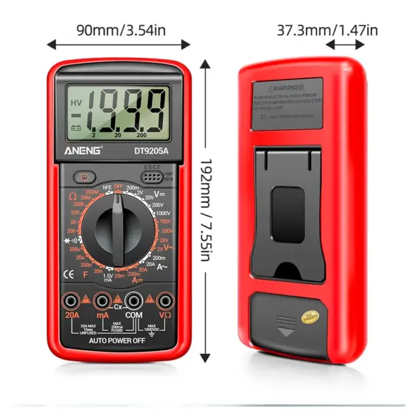 Цифровий мультиметр ANENG DT9205A-12, V, A, R, C, функція hFE (DT9205A-12) Цифровий мультиметр ANENG DT9205A-12, V, A, R, C, функція hFE (DT9205A-12)