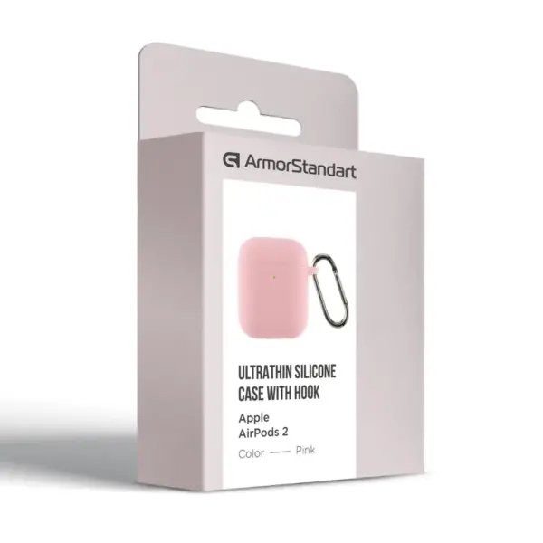 Чохол для навушників Armorstandart Ultrathin Silicone Case With Hook для Apple AirPods 2 Pink (ARM59688)