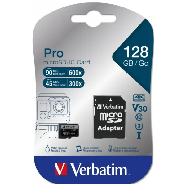 Карта пам'яті Verbatim 128GB microSDXC class 10 UHS-I PRO (47044)