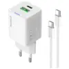Зарядний пристрій ColorWay C101A GaN Mini 20W PD PPS USB-C + USB-A QC4.0 + cable USB-C to USB-C black (CW-CHS062PDC-WT)