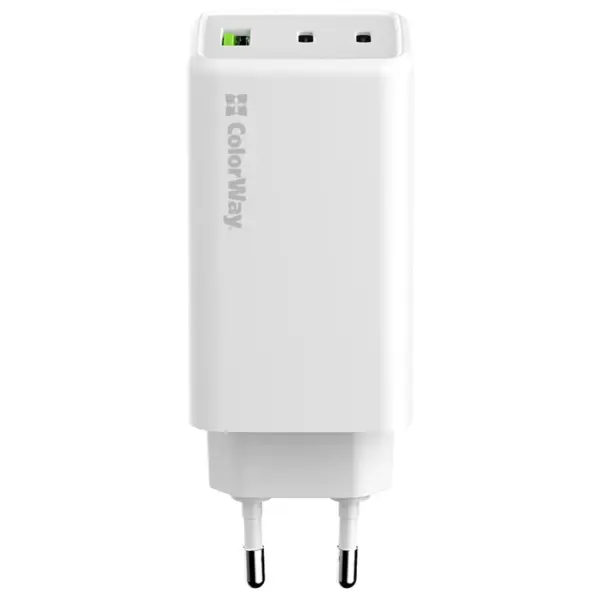 Зарядний пристрій ColorWay C101B GaN Mini 100W PD PPS 2xUSB-C + USB-A white (CW-CHS061PD-WT)