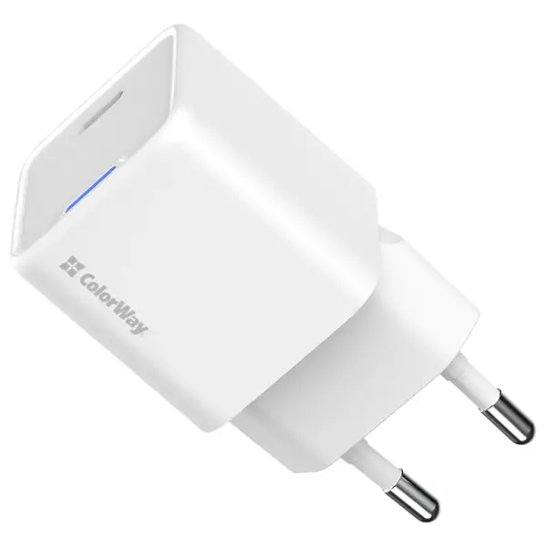 Зарядний пристрій ColorWay C101C GaN Mini 20W PD PPS USB-C white (CW-CHS059PD-WT)