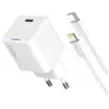 Зарядний пристрій ColorWay C101D GaN Mini 20W PD PPS USB-C + cable USB-C to Lightning white (CW-CHS059PDL-WT)