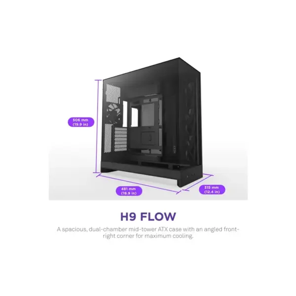 Корпус для ПК NZXT H9 Flow Dual-Chamber All Black (CM-H92FB-01)