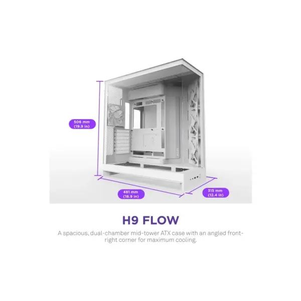 Корпус для ПК NZXT H9 Flow Dual-Chamber All White (CM-H92FW-01)