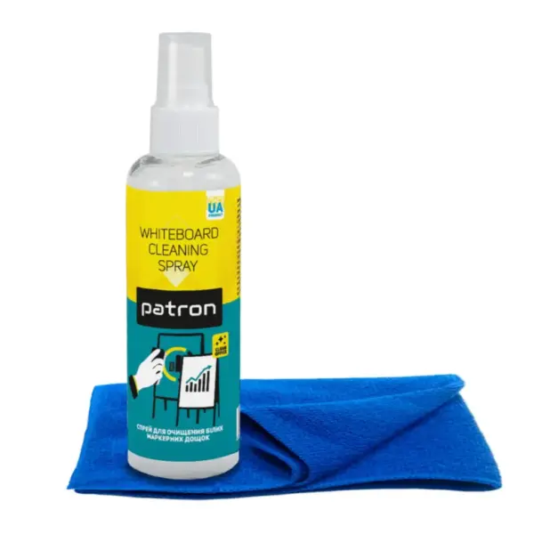 Спрей для очищення Patron Whiteboard Cleaner 250мл F3-007 + microfibre 30х30cm (CS-PN-BUNDL-18)