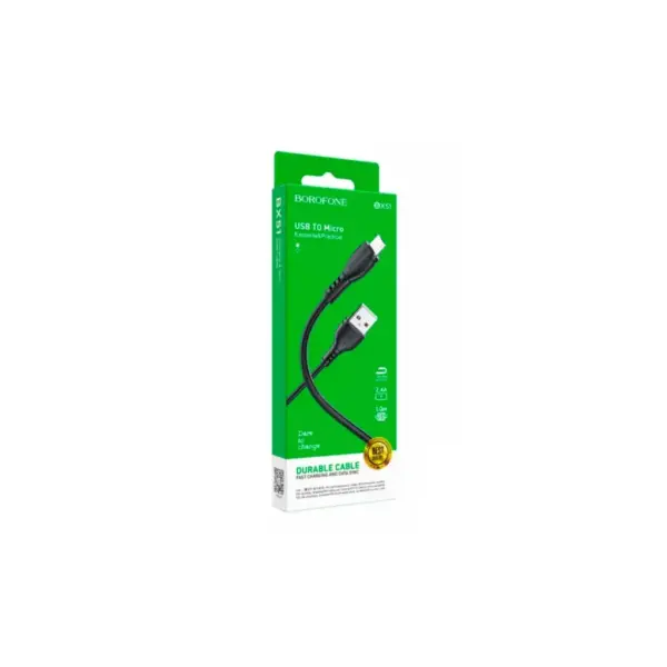 Дата кабель USB 2.0 AM to Micro 5P 1.0m 2.4A black BOROFONE (6931474743916)
