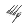Дата кабель USB 2.0 AM to Lightning + Micro 5P + USB-C 1.0m black BOROFONE (6974443384666)