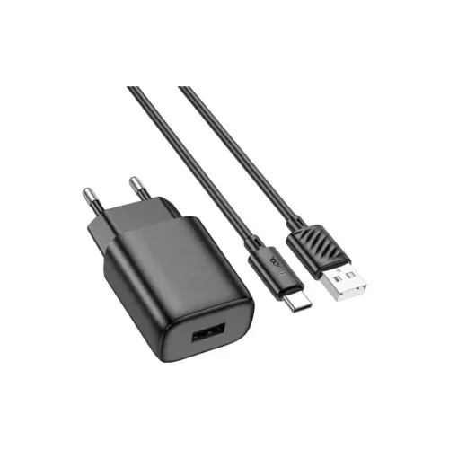 Зарядний пристрій HOCO C134A USB + cable USB to USB-C 2.4A black (6942007621359) Зарядний пристрій HOCO C134A USB + cable USB to USB-C 2.4A black (6942007621359)
