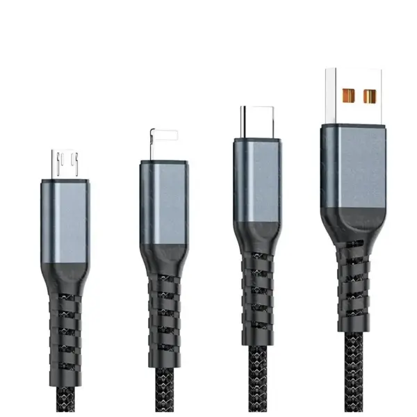 Дата кабель USB 2.0 AM to Lightning + Micro 5P + USB-C 1.2m 100W nylon black XoKo (SC-3100) Дата кабель USB 2.0 AM to Lightning + Micro 5P + USB-C 1.2m 100W nylon black XoKo (SC-3100)