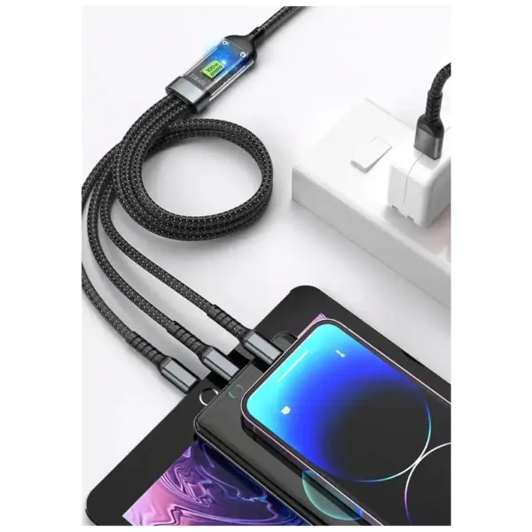 Дата кабель USB 2.0 AM to Lightning + Micro 5P + USB-C 1.2m 100W nylon black XoKo (SC-3100) Дата кабель USB 2.0 AM to Lightning + Micro 5P + USB-C 1.2m 100W nylon black XoKo (SC-3100)