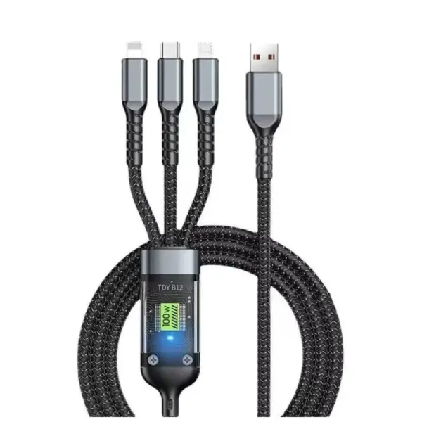 Дата кабель USB 2.0 AM to Lightning + Micro 5P + USB-C 1.2m 100W nylon black XoKo (SC-3100) Дата кабель USB 2.0 AM to Lightning + Micro 5P + USB-C 1.2m 100W nylon black XoKo (SC-3100)