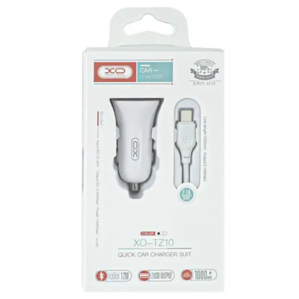 Зарядний пристрій XO 2xUSB 2.4A + cable USB to Micro 5P white (TZ10-M-WH)