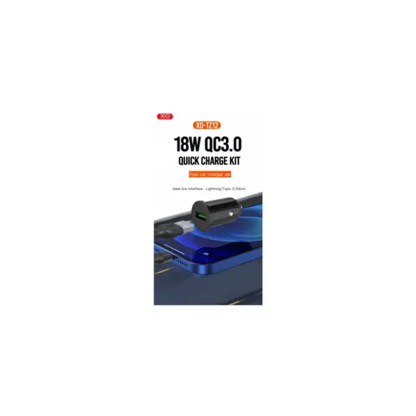 Зарядний пристрій XO USB QC3.0 18W + cable USB to Lightning black (TZ12-L-BK)