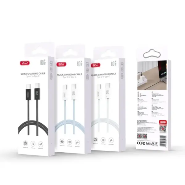 Дата кабель USB-C to USB-C 1.0m 60W white XO (CB-Q73CC)