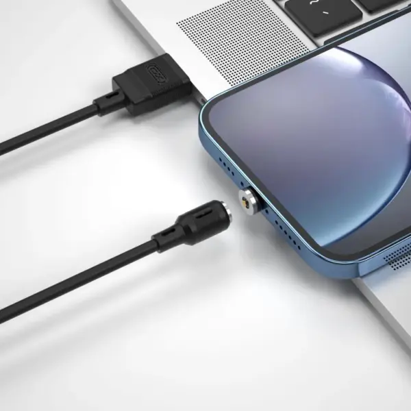 Дата кабель USB 2.0 AM to Lightning 1.0m 2.1A magnetic pvc black XO (NB187-L-1-BK)