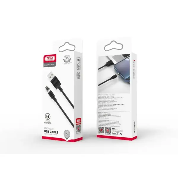 Дата кабель USB 2.0 AM to Lightning 1.0m 2.1A magnetic pvc white XO (NB187-L-1-WH)