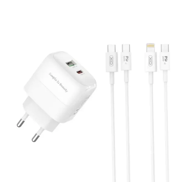 Зарядний пристрій XO 1xUSB QC3.0 + 1xUSB-C PD20W (XO-QC37)