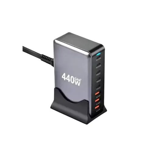 Зарядний пристрій XoKo 2xUSB-С PD100W + 3xUSB-С PD65W + 3xUSB QC18W 440W GaN (QC-400)
